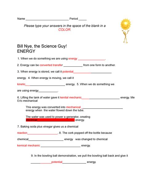 Discover the Power of Renewable Energy with Bill Nye's Energy Worksheet Answers Key!