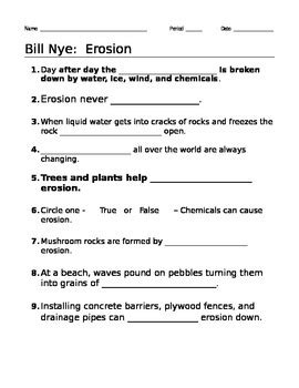 Bill Nye Erosion Video Worksheet