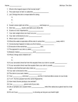 Bill Nye Skin Worksheet