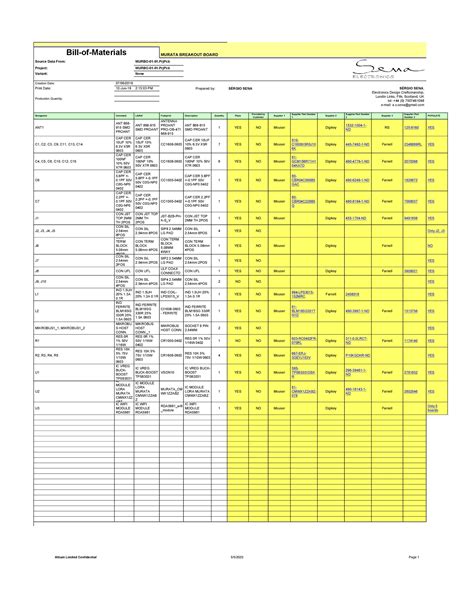 Bill Of Material Template Excel