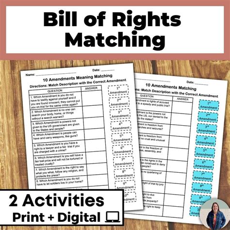 Test Your Knowledge of the Bill of Rights With this Engaging Matching Worksheet!