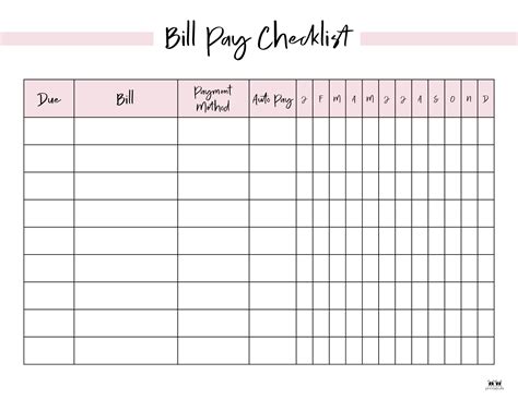 Bill Organizer Free Printable