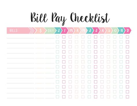 Bill Pay Checklist Printable