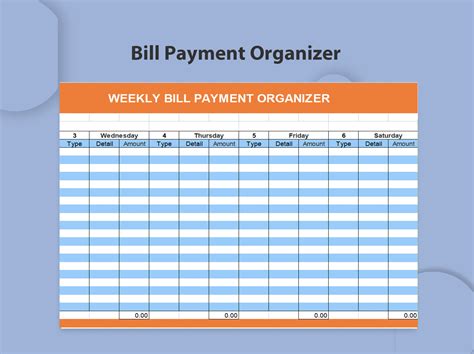 Monthly Bill Schedule Template Example Calendar Printable