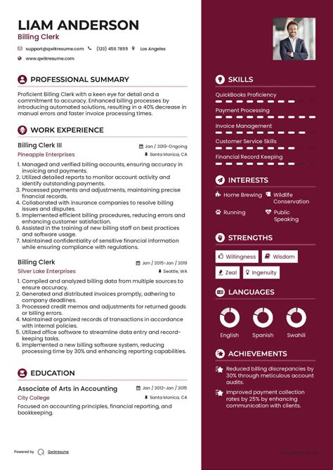 Billing Clerk Resume Sample