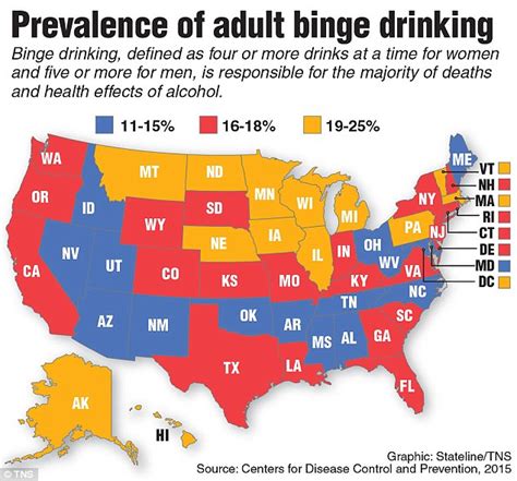 Excessive drinking map of each US County