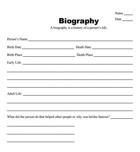 Bio Sheet Template - FREE DOWNLOAD - Aashe