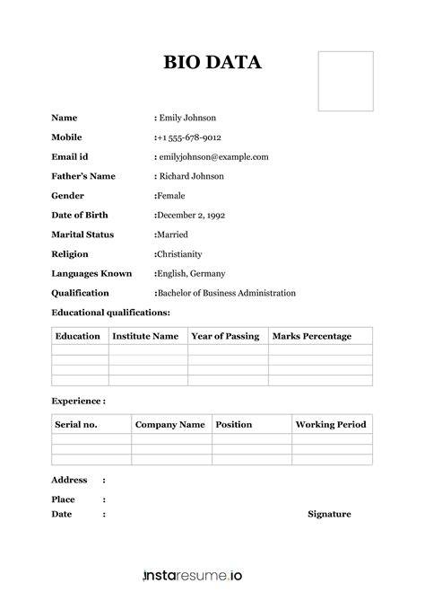 Biodata Format