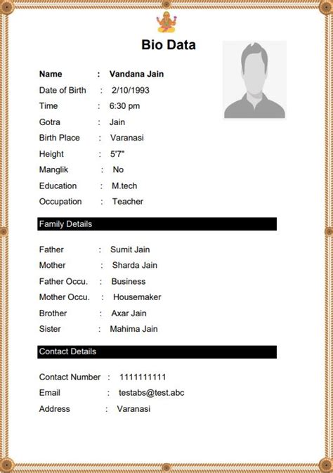 Biodata Format Download Pdf
