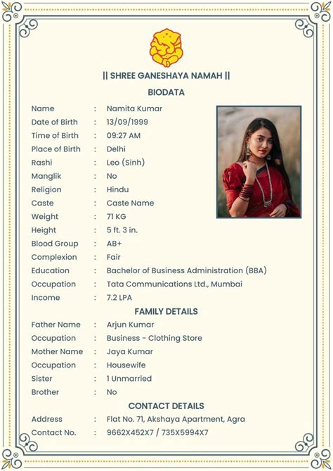 Biodata Templates For Marriage