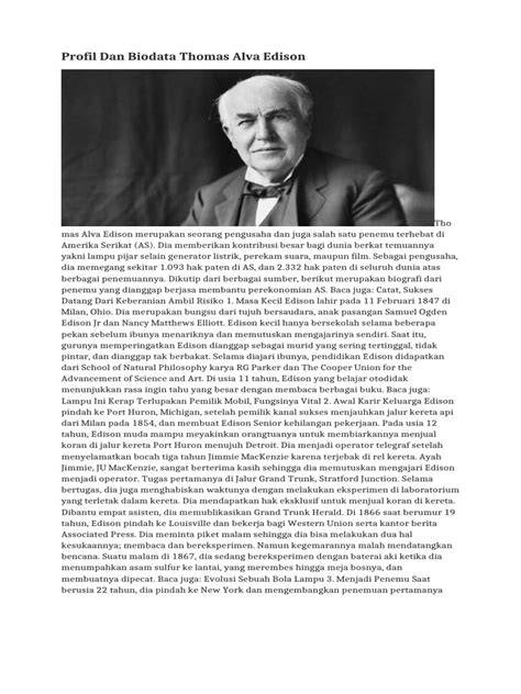 Biodata Thomas Alva Edison