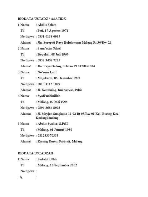Biodata Ustadz Tile