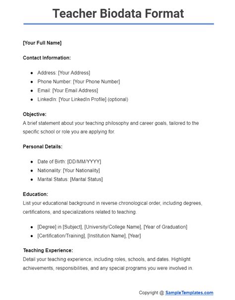 simple biodata format free download Scribd india