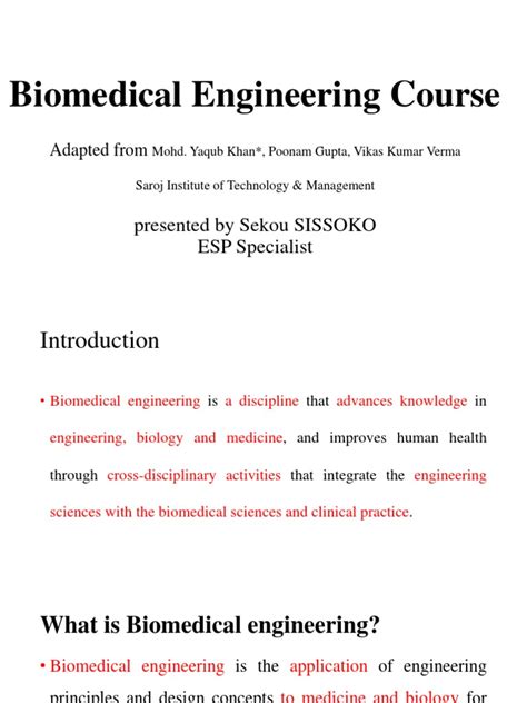 Biomedical Engineering Course Plan