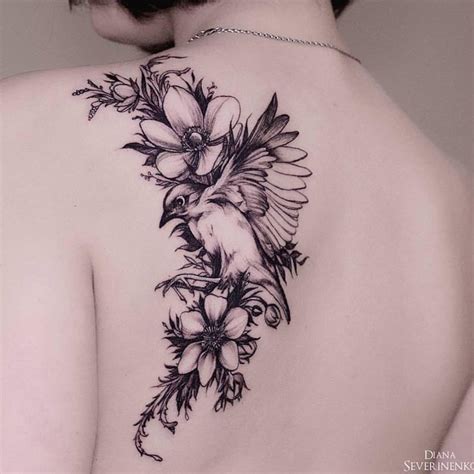 Dandelion birds back Tattoo Татуировка одуванчик