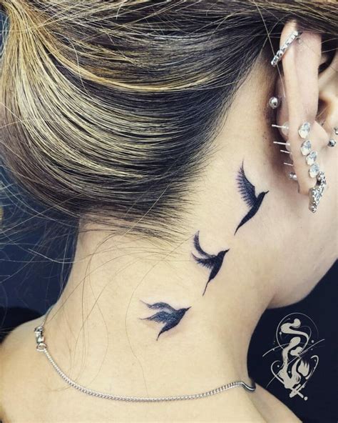 Bird Tattoo Behind Ear