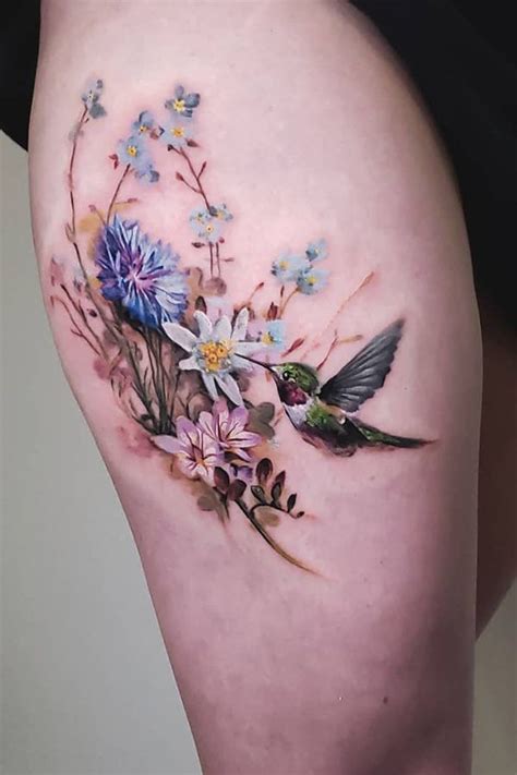 Bird Tattoo On Thigh
