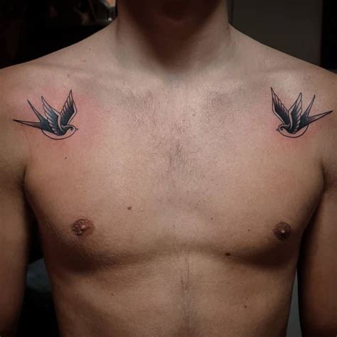 Birds On Chest Tattoo