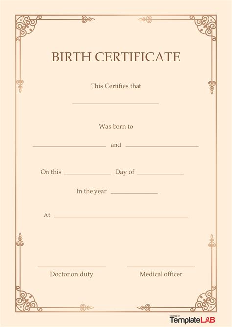 Birth Certificate Template Printable