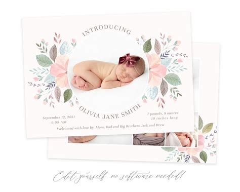 Birth Announcement Card Template