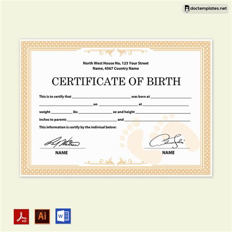 Birth Certificate Template Editable
