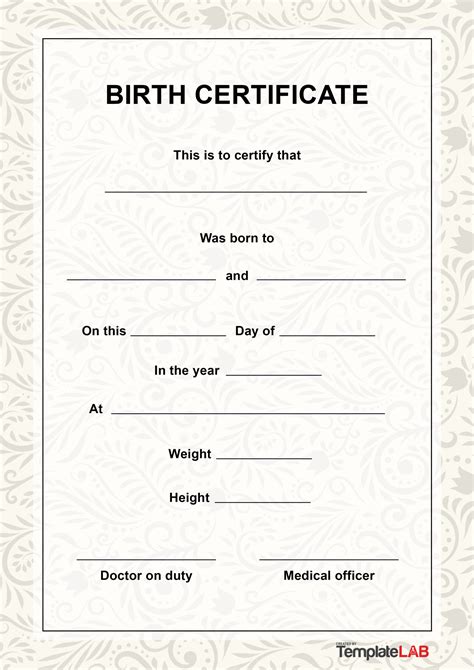 15 Birth Certificate Templates (Word & PDF) Template Lab