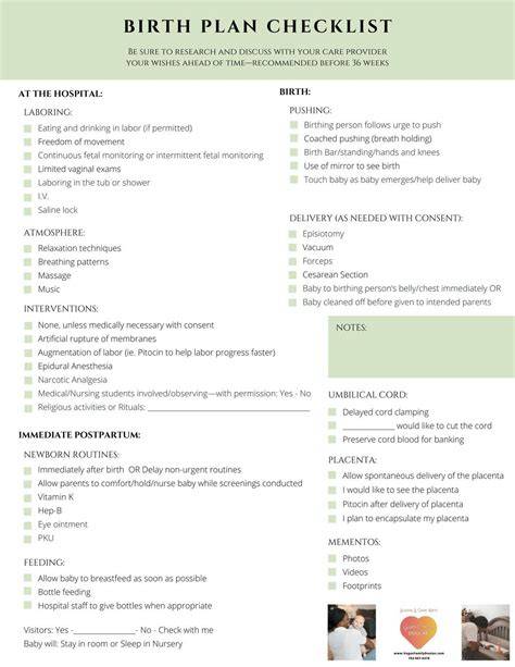 Birth Plan Uk Template