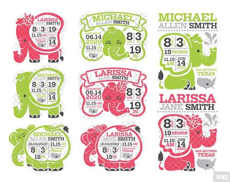 Download Birth Stats Elephant Template SVG File - SVG Design Commercial Use