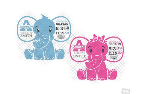 Download Birth Stats Elephant Template SVG File - SVG Design Crafts