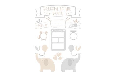 Download Birth Stats Elephant Template SVG File - SVG Design Creativefabrica