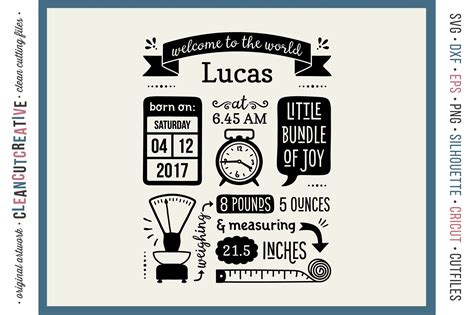 Download Birth Stats Template SVG File - SVG Design Files