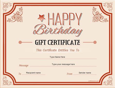 Birthday Certificate Template Word