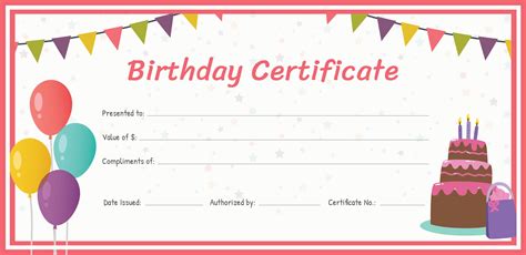 Birthday Gift Certificate Template Word