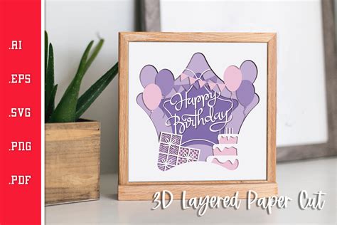 Download Birthday 3D Layered Paper Cut - SVG Files