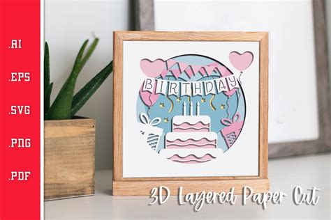 Download Birthday 3D Layered Paper Cut - SVG Printable