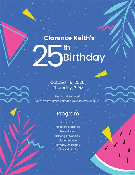 Birthday Celebration Program Template