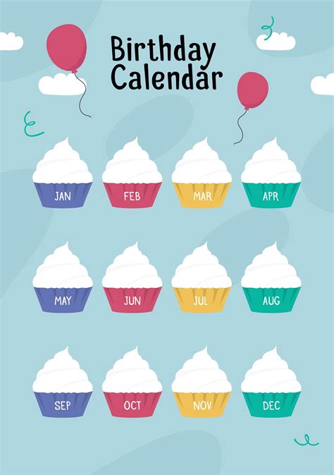 Birthday Month Cupcakes Printables