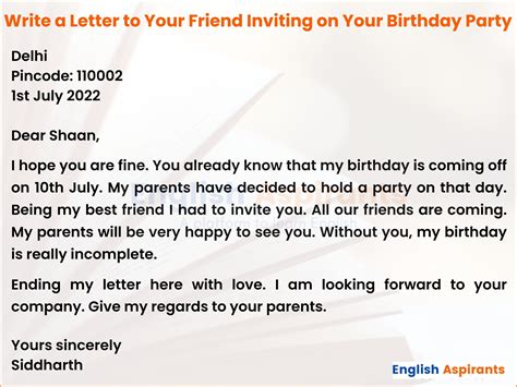 Birthday Party Invitation Letter