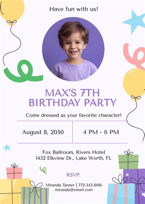 Birthday Party Invitation Template Free