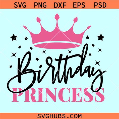Download Birthday Princess with Crown SVG File - SVG Design Creativefabrica Free PSD Mockups