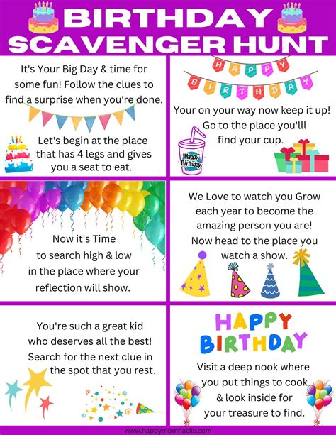 Birthday Scavenger Hunt Printable