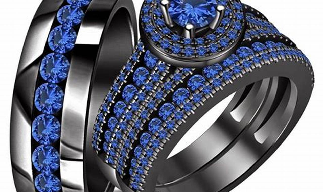 Discover the Enchanting World of Black and Blue Wedding Ring Sets