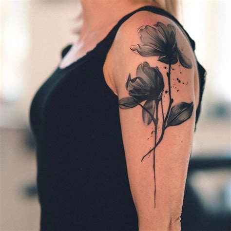30 Beautiful Black and White Flower Tattoos For Women