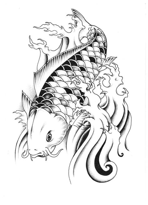 Black and white koi tattoo Design of TattoosDesign of