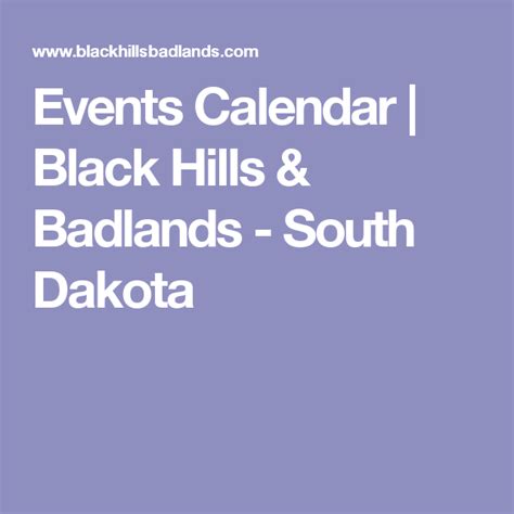 Black Hills Events Calendar