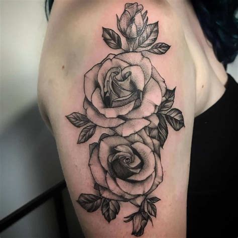 Rose tattoo realistic style black n white Realistic rose
