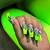 Black Nails With Neon Designs