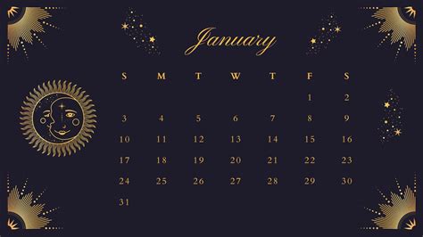 Black And Gold Calendar