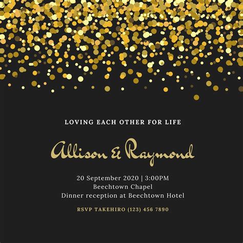 Black And Gold Party Invitations Templates Free