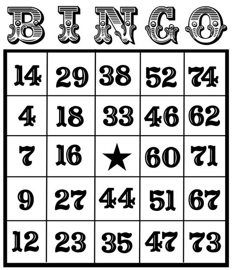 Black And White Printable Bingo Cards